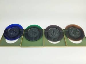 lot 162 image: Group of 4 Daum Pate de Verre Four Season Plates
