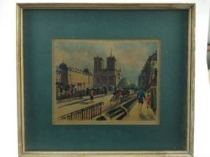 lot 27 image: Paris Street Scene, WM. Watts Drawing
