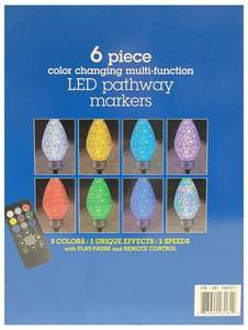 lot 9 image: Sylvania Holiday Color Changing Multifunction LED Pathway Markers - 6 Pack w remote control Open Box Like New