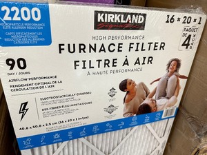 lot 44 image: New 4 Pack of Kirkland 16x20x1 2200 Filtration Level Furnace Filters