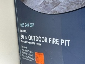 lot 33 image: New Hampton Bay Sadler 30 in. x 19 in. Round Steel Wood Burning Fire Pit in Rubbed Bronze