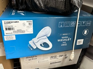 lot 12 image: Toto Washlet Elongated Smart Bidet Add On Toilet Seat - Warm  Cool Water  Air Dyrer  Seat Warmer - Return Used Good Condition