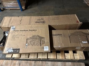 lot 48 image: Bulk Pallet - 2 Large Metal Patio Gazebos 10 x 13  & 12 X 16 - Incomplete Missing Parts