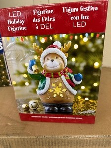 lot 60 image: Ceramic LED Holiday Figurine Reindeer Light Up 8 Timer Sparkle - New Damaged Box