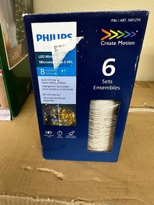 lot 72 image: Philips Dual Color LED Micro Holiday Lights, 8-pack Open  damaged Box Like New