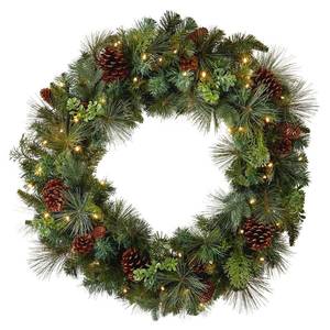 lot 47 image: New 32 Greenry Artificial Christmas Wreath with Dual Color L.E.D. Lights
