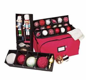 lot 68 image: Santas Bag 4 Tray Christmas Ornament Storage Bag - Open Box Like New
