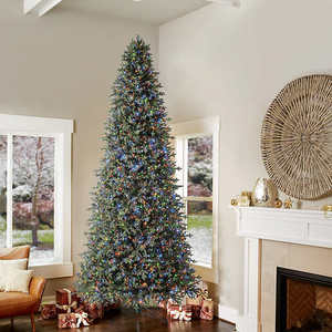 lot 90 image: Rare - 12 ft Pre-Lit Aspen EZ Connect Artificial Christmas Tree, 4430 Color-Changing Radiant Micro LED Lights - Open Box Like New