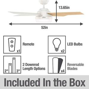lot 54 image: Hunter Dempsey Indoor Ceiling Fan with LED Light and Remote Control, 52,