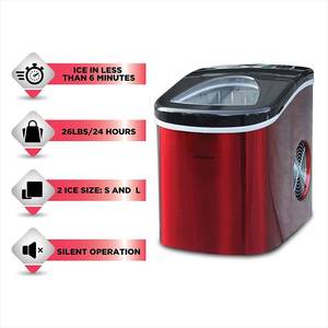 lot 60 image: Frigidaire EFIC117-SSRED-COM Stainless Steel Ice Maker, 26lb per day, RED STAINLESS