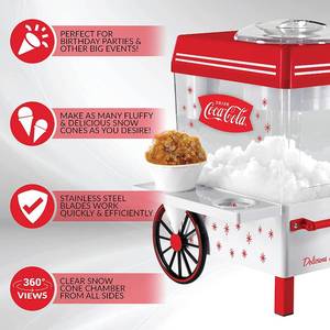 lot 65 image: Nostalgia SCM550COKE Coca-Cola Countertop Snow Cone Maker, WhiteRed