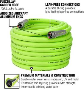 lot 18 image: 58 in. x 100 ft. ZillaGreen Garden Hose with 34 in. GHT Fittings