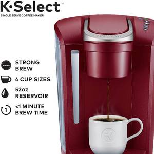 lot 20 image: Keurig K-Select Coffee Maker, Single Serve K-Cup Pod Coffee Brewer, Vintage Red