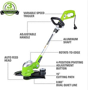 lot 104 image: Greenworks 5.5 Amp 15 Corded Electric String Trimmer