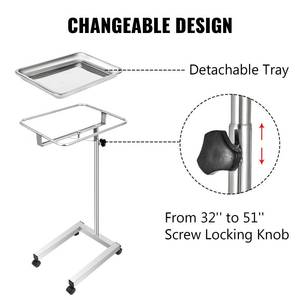 lot 85 image: Vevor Stainless Steel Over the Bed Tray Table