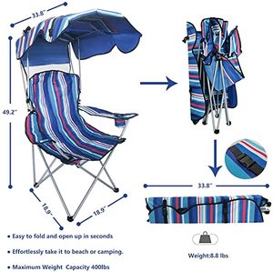 lot 121 image: Portable Chair with Built-In Canopy Shade
