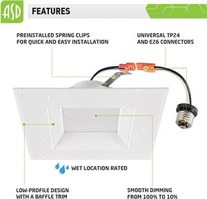 lot 50 image: ASD Lighting LED Square Downlight Retro Fit Kit