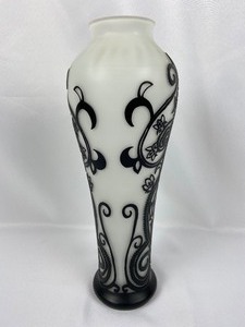 lot 71 image: Art Nouveau, Case and Cut Cameo Glass Vase in Black & White