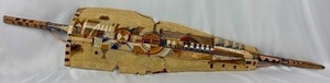 lot 77 image: Super Unique Multi-Media Decorative Staff  Shield - Signed and Dated Garth 93- 5.25 Feet Tall
