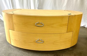 lot 5 image: Contemporary Blonde Armoire with Light Silver Handles
