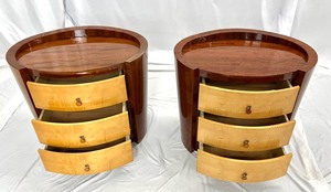 lot 7 image: Unique Set of Two-Tone Contemporary Bedside Tables with Drawers