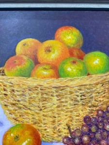 lot 136 image: Original Signed Moen - Framed Still Life - Fruit - Oil on Canvas