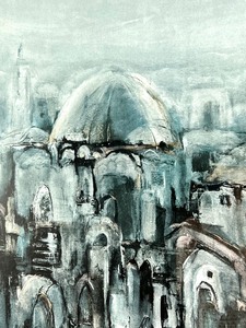 lot 115 image: Motke Blum View of Jerusalem Framed Print - Signed By The Artist