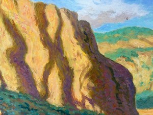 lot 81 image: Three Unframed Paintings of Colorful Landscapes by Artist, Cliff Moen