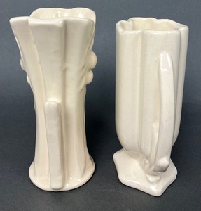 lot 182 image: Two Vintage Art Deco Small Glazed White Vases