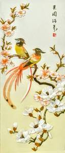 lot 91 image: Original Signed Japanese Shell Art Birds and Flowers
