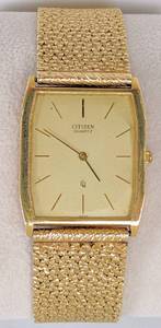 lot 130 image: Fabulous 18k Yellow Gold Citizen Quartz Watch with 14K Gold Band- 49.5 grams