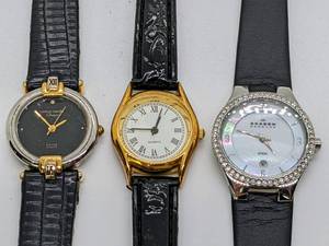 lot 131 image: Five Vintage Watches - Analog and Digital Pierre Cardin, Skagen, Casio and More