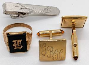 lot 135 image: Vintage Dress Accessories - 10K Yellow Gold, Sterling, Gold Filled and More - Collars, Ties, Necks, Cuffs
