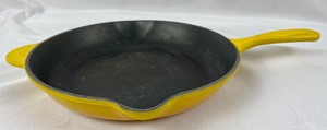 lot 110 image: Vintage 11 Le Creuset Cast Iron Skillet - Yellow Enamel, #26