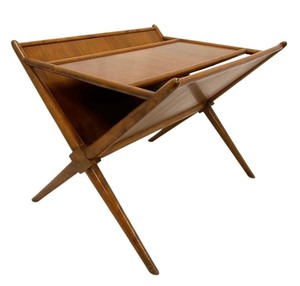 lot 7B image: T.H. Robsjohn Gibbings Mid-Century Walnut Magazine Side Table for Widdicomb