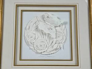 lot 193 image: Vintage ESTHER GRIMM Original Art Mixed Media Framed and Matted Paper Sculpture, Summer Shadows