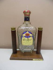 Vintage Crown Royal Display Stand w Tilt Pour Cradle & Lighted Blinking Pour 1.75L Bottle Stand - AWESOME PIECE - SEE PICTURES