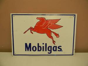 VINTAGE GAS STATION SIGN - Mobilgas Metal Sign - VERY NICE FOR ITS AGE - AWESOME PIECE - APPROX 18 By 12 - SEE PICTURES