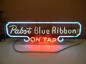 RARE VINTAGE PABST BLUE RIBBON NEON LIGHT - WORKS - GREAT PIECE - APPROX 35 By 12 - SEE PICTURES