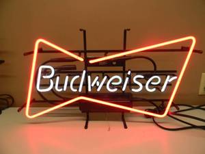 VINTAGE BUDWEISER BEER NEON LIGHT - WORKS - COOL PIECE - APPROX 24 By 15 - SEE PICTURES