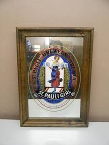 NEW OLD STOCK - VINTAGE St PAULI GIRL BAR SIGN  MIRROR - AWESOME PIECE - APPROX 15 By 22 - SEE PICTURES
