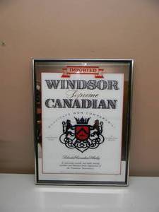 NEW OLD STOCK - VINTAGE WINDSOR CANADIAN SUPREME BAR SIGN  MIRROR - AWESOME PIECE - APPROX 19 By 26 - SEE PICTURES