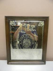 NEW OLD STOCK - VINTAGE 1979 LITE A FINE PILSNER BEER BAR SIGN  MIRROR - AWESOME PIECE - APPROX 16 By 19 - SEE PICTURES