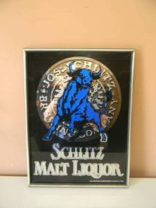 NEW OLD STOCK - VINTAGE 1984 SCHLITZ MALT LIQUOR THE BULL BAR SIGN  MIRROR - AWESOME PIECE - APPROX 16 By 22 - SEE PICTURES