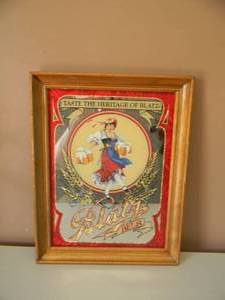 NEW OLD STOCK - VINTAGE BLATZ BEER TASTE THE HERITAGE OF BLATZ BAR SIGN  MIRROR - AWESOME PIECE - APPROX 15 By 19 - SEE PICTURES