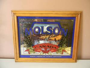 NEW OLD STOCK - VINTAGE MOLSON IMPORTED FROM CANADA BAR SIGN  MIRROR - AWESOME PIECE - APPROX 21 By 16 - SEE PICTURES