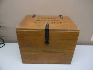 NEW OLD STOCK - VINTAGE CHANSON BURGUNDY LOCKABLE WINE CHEST - HOLDS 12 BOTTLES - AWESOME PIECE - APPROX 16W 13H 12D - SEE PICTURES