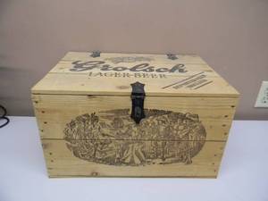 NEW OLD STOCK - VINTAGE GROLSCH LAGER BEER WOODEN BEER CASE -  AWESOME PIECE - APPROX 18W 10H 13D - SEE PICTURES
