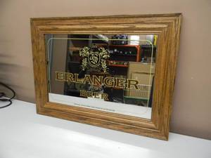 NEW OLD STOCK - VINTAGE ERLANGER CLASSIC 1893 BEER BAR SIGN  MIRROR   - AWESOME PIECE - APPROX 23 By 17 - SEE PICTURES