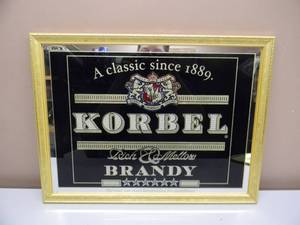 NEW OLD STOCK - RARE VINTAGE KORBEL BRANDY BAR SIGN  MIRROR - AWESOME PIECE - APPROX 21 By 16 - SEE PICTURES